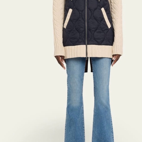 Veronica Beard navy quilted body with cream cable-knit sleeves jacket - Picture 5 of 13